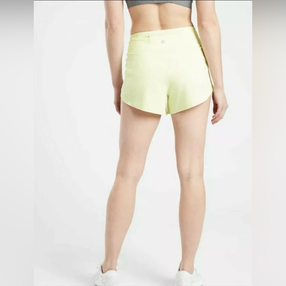 Athleta Run Yellow Athletic Shorts High-Waisted Stretch - Picture 3 of 16